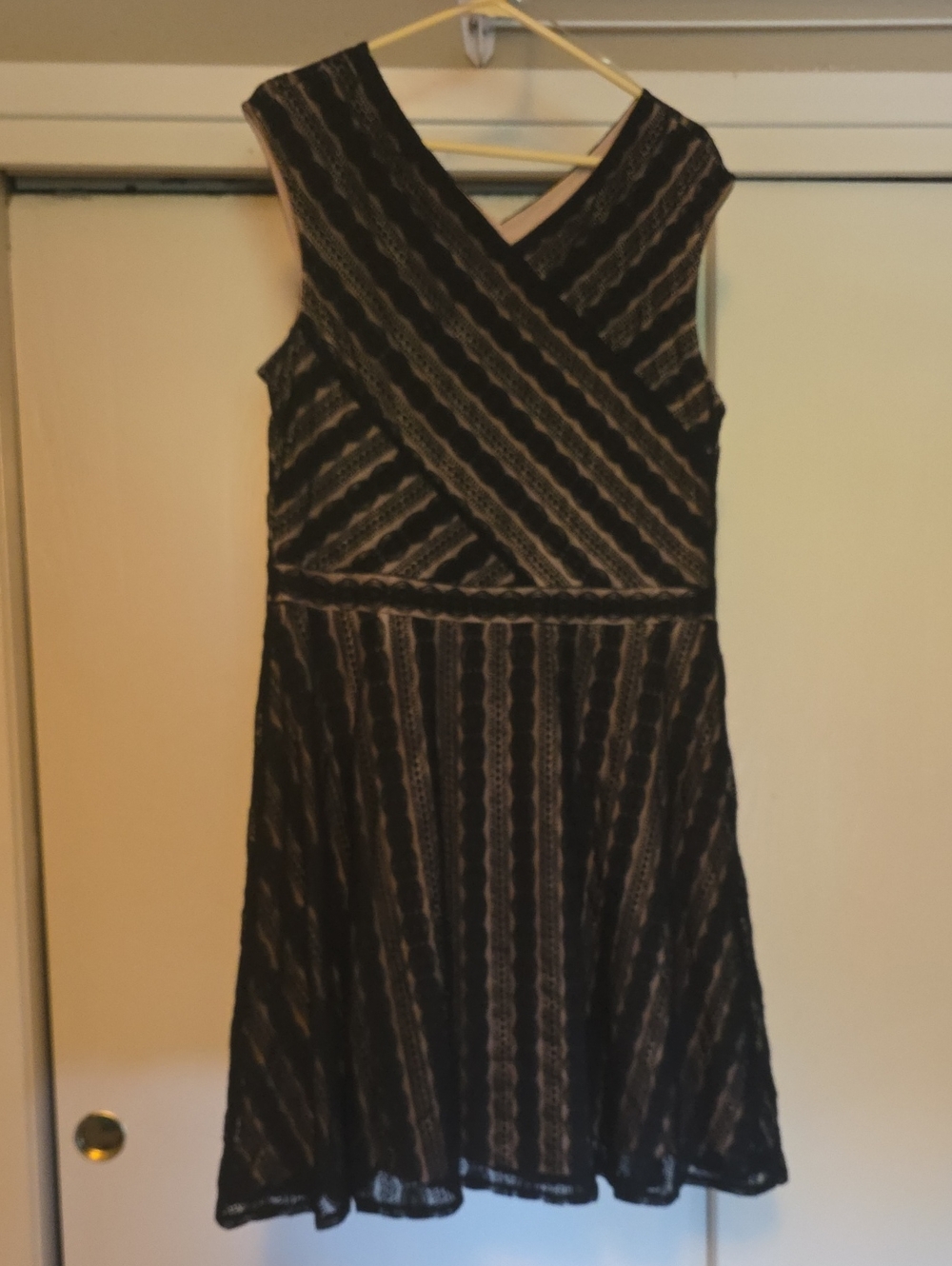 Harper Black Lace Overlay Midi Dress